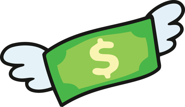 Flying Dollar Bill Illustration
