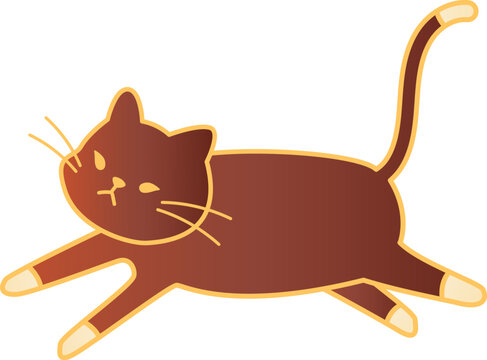 Running cat in dark brown