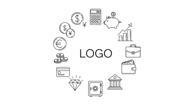 Business logo design with icons.