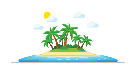 A small island with palm trees and a sun © MohammadMasud
