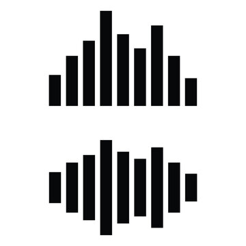 Digital audio sound wave and music equalizer icons, modern flat style for media and sound concepts.