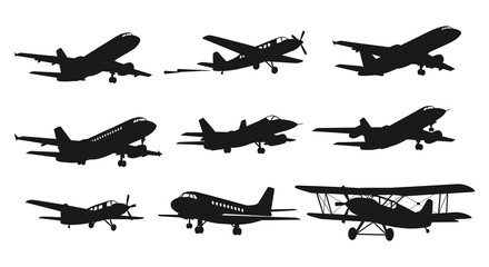 airplane silhouettes in various designs silhouette high quality © design creation