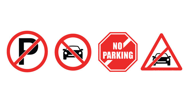 set of no parking signs silhouette high quality