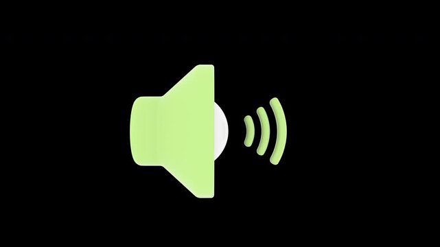 A speaker icon representing sound waves 3d animation with Alpha Channel