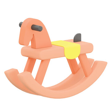 Cute Orange Rocking Horse Toy Isolated