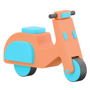 3D Rendered Orange and Blue Scooter Isolated