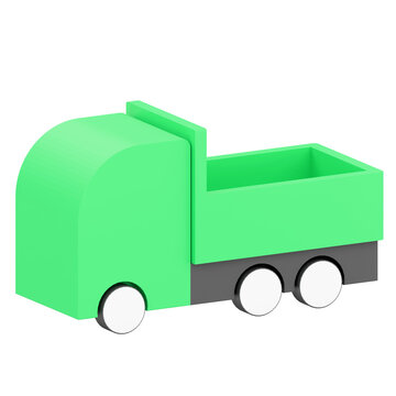 Simple Green Toy Truck Isolated