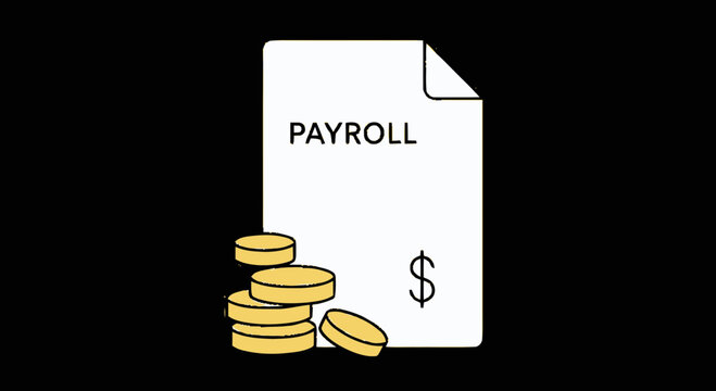 Payroll document with dollar coins.
