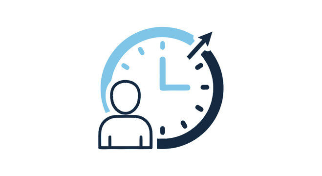 Person Next to Clock Icon Time.