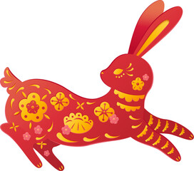 Obraz premium Papercut Style Rabbit with Floral Pattern
