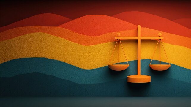 Abstract Silhouette of Scales of Justice Symbolizing Fairness and Ethical Governance - Modern vector design emphasizing impartial decision-making, legal integrity, and ethical responsibility.