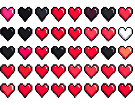 Retro Pixel Hearts