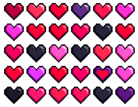 Retro Pixel Hearts