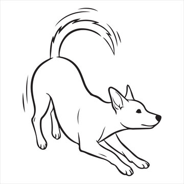dog chasing its own tail minimal line art