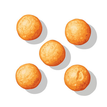 Golden Fried Dough Balls Arranged Top View Isolated