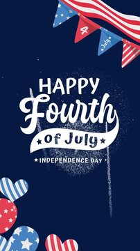 4th of july text celebrates independence day, perfect for patriotic vertical designs, social media posts, event promotions, and holiday marketing campaigns.