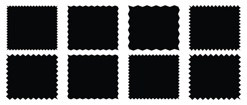 Scalloped edge, wavy, curve postage stamp boarder. wavy rectangular frames scallop set black. zigzag,  sticker, box, frame, framework, border, mediterranean, Geometric shapes stickers with zigzag wavy