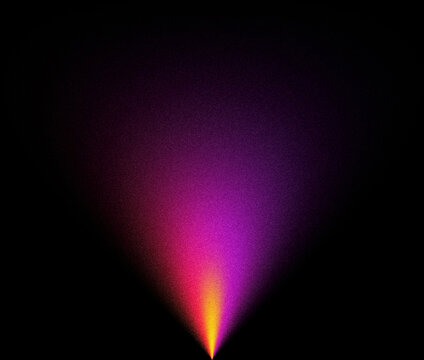 Vibrant pink and orange conic spotlight beam with heavy noise texture on black background