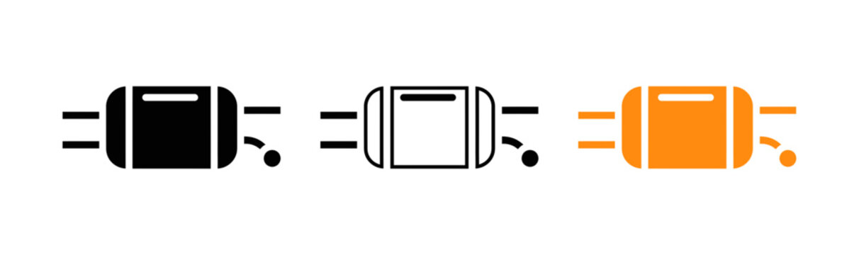 Industrial automation icons plc hmi sensors and actuators in orange