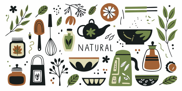 tea culture elements with natural theme high quality