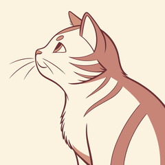 Minimalist feline profile with artistic stripes. © KHUKUMONI