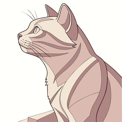Elegant cat sitting on object profile view. © KHUKUMONI