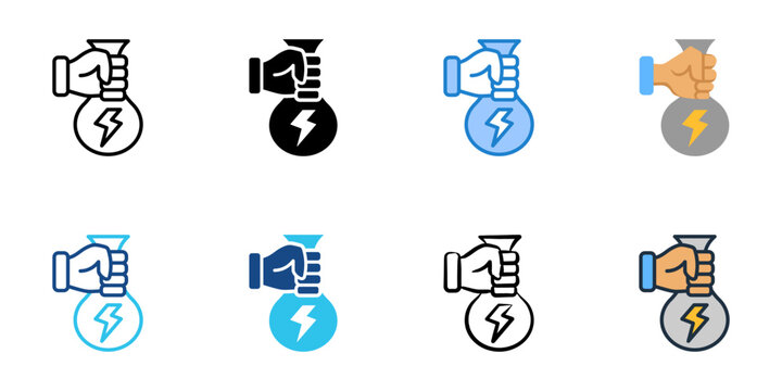 Energy subsidy icons set multiple style collection. Editable stroke 
