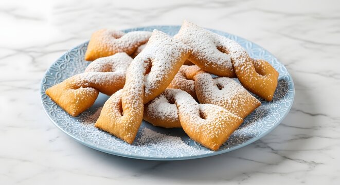 Calzones Rotos, traditional Chilean sweet fried pastry sprinkled with powdered sugar