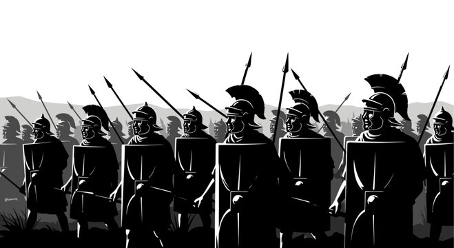 Roman Soldiers Marching in Formation