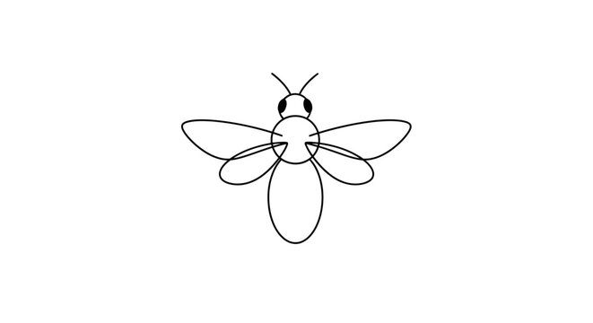 Minimalist Firefly Line Drawing - Simple Insect Illustration