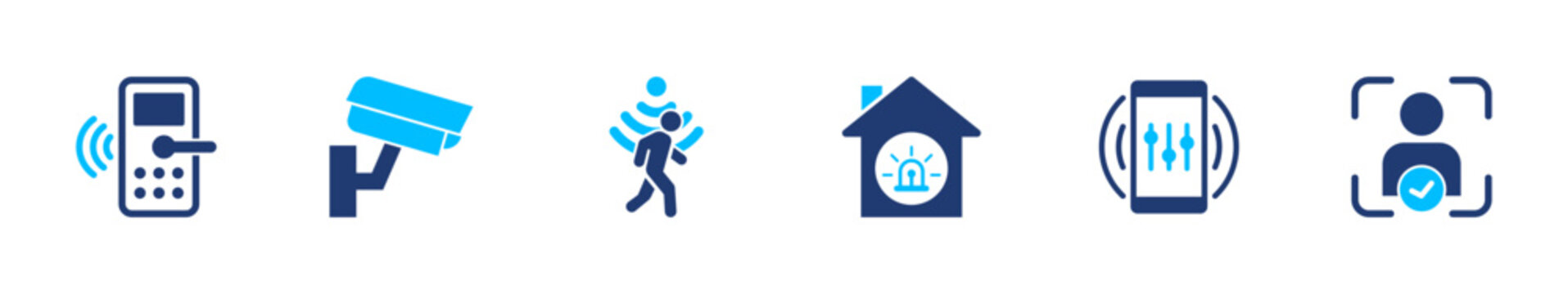 Security monitoring icon set. surveillance, camera, protection, system, safety. solid style icon collection.