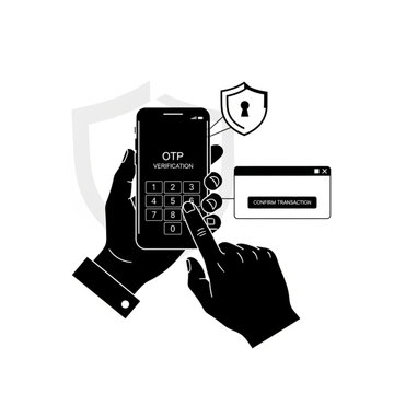 Mobile banking otp verification and transaction confirmation on smartphone screen