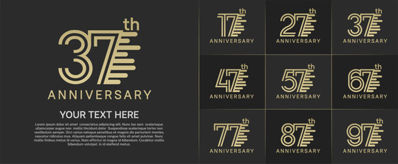Naklejka premium Anniversary logo type set with double line number. gold color can be use special moment