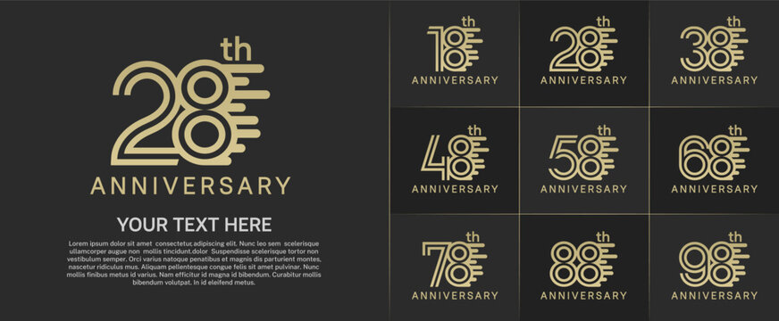 Anniversary logo type set with double line number. gold color can be use special moment
