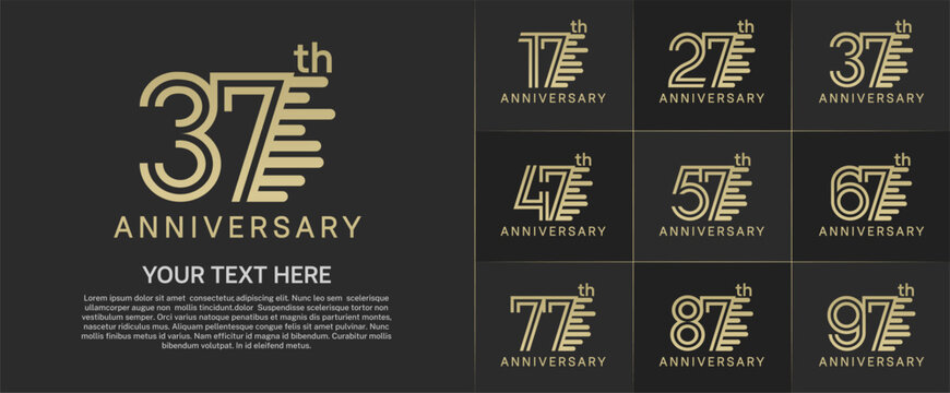 Anniversary logo type set with double line number. gold color can be use special moment