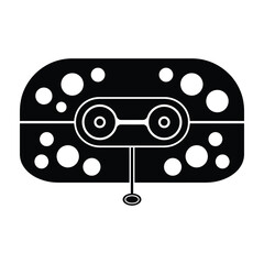 Obraz premium Black and white illustration of a film reel icon with holes