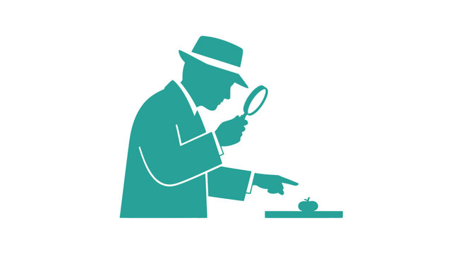 Detective Examining Evidence with Magnifying Glass.