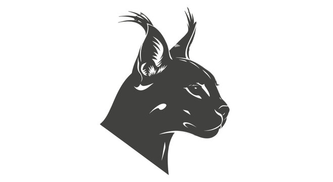 Black and White Cat Head Illustration.