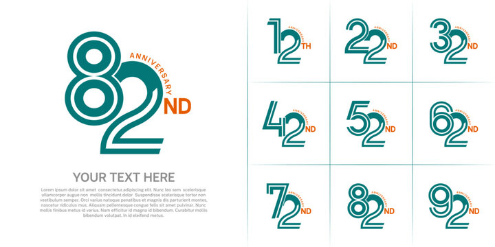 Anniversary logo type set with double line number. green and orange color can be use special moment