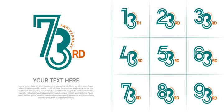 Anniversary logo type set with double line number. green and orange color can be use special moment