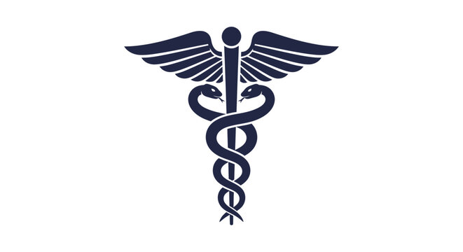 Medical symbol with wings and snakes.