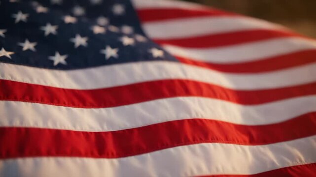 American flag waving in gentle breeze