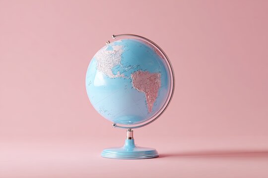 Minimalist Globe on a Pink Background.