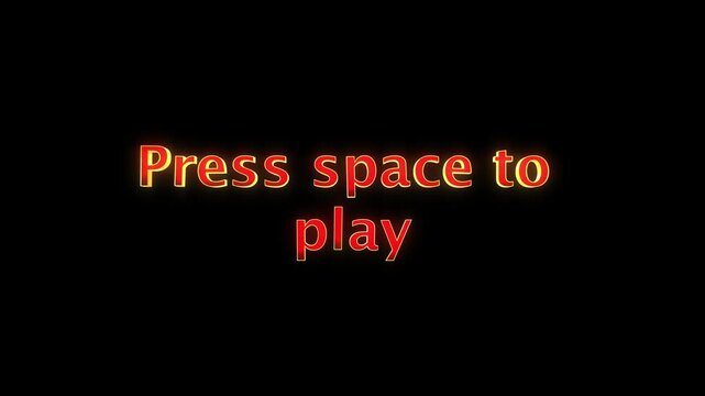 Press space to play text animation featuring glowing neon yellow letters against a deep black motion video background