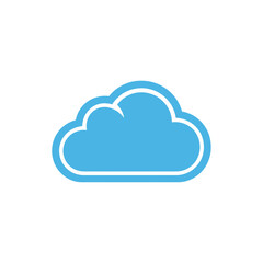 Fototapeta premium Blue cloud icon with white outline on white background