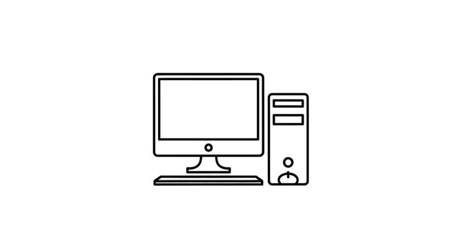 Desktop Computer Icon Set: Monitor, Tower, Keyboard - Technology Vector