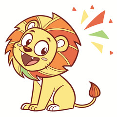 Cartoon lion cub character with bright color mane. © MstMonwara