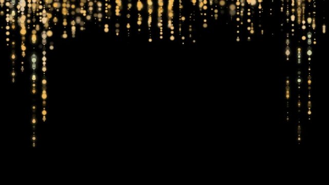 Golden fireworks exploding in the dark night sky creating festive visual effects for a celebration motion video clip