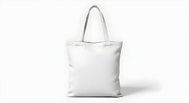 White Tote Bag Mockup Isolated on Transparent Background, Blank Canvas Eco Shopping Bag, Minimalist Product Photography
