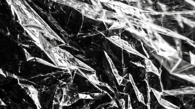 Crumpled Transparent Plastic Film Texture Background